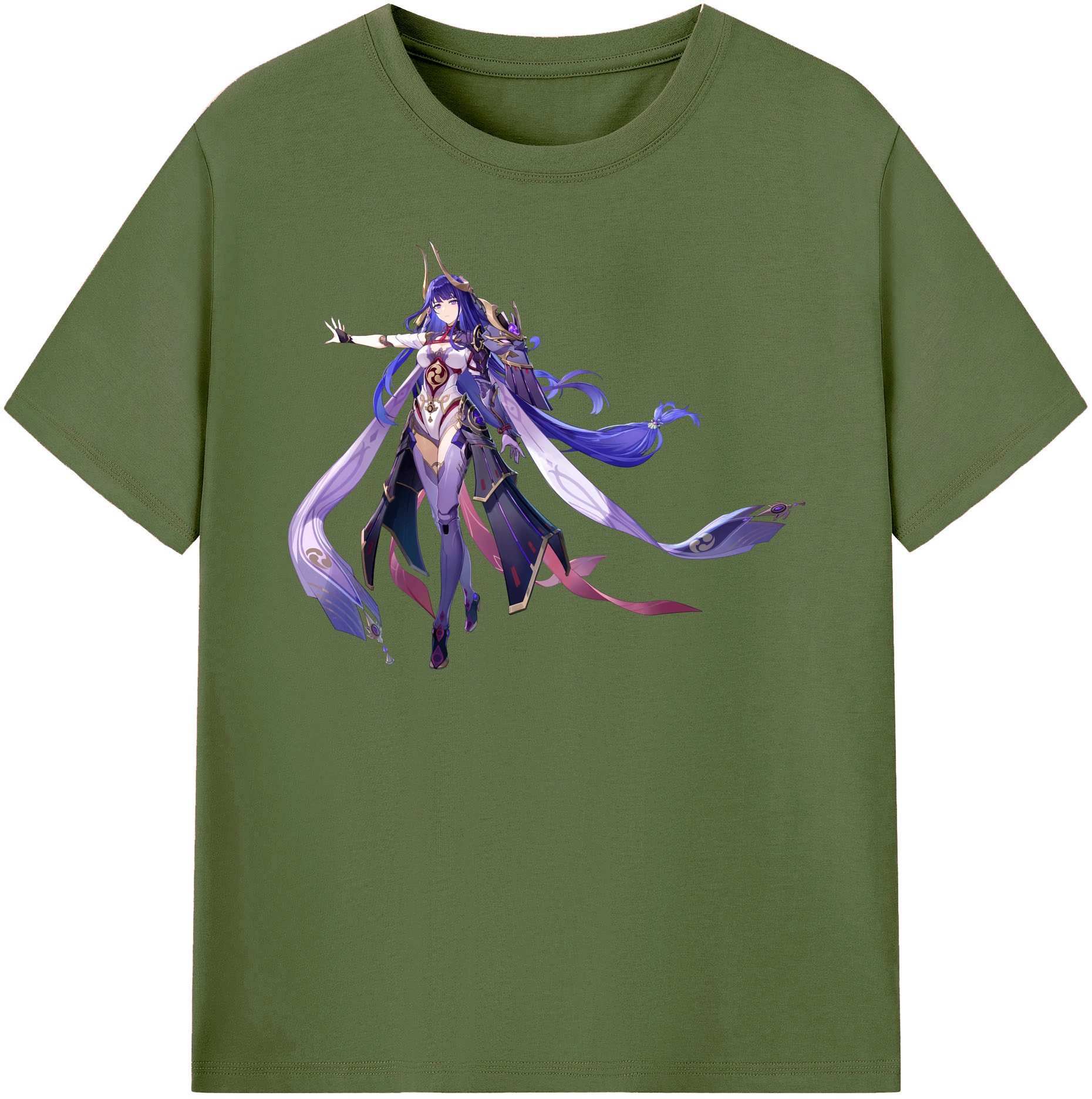 げんし神 雷電将軍 らいでんしょうぐん genshin Raiden Shogun 綿100％半袖Tシャツ（フロントプリント）